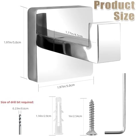 4-Piece Heavy Duty Polished Chrome Towel Robe Hooks