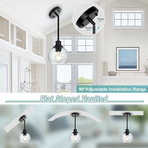 Banato 1-Pack Black Pendant Light with Clear Globe