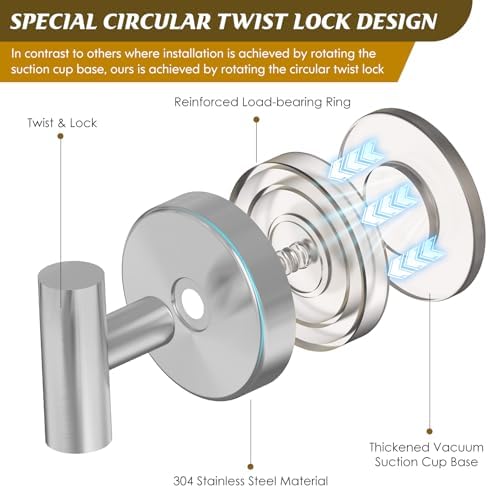 Heavy Duty Shower Suction Cup Hooks Silver