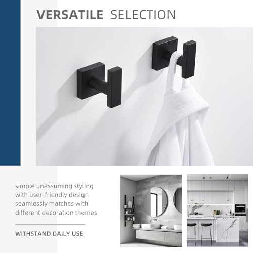 Sturdy Mat Black Bathroom Towel Hook