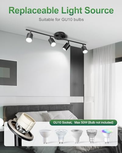 4-Way Multi-Way Track Lighting Fixtures for Kitchen Living Room Hallway