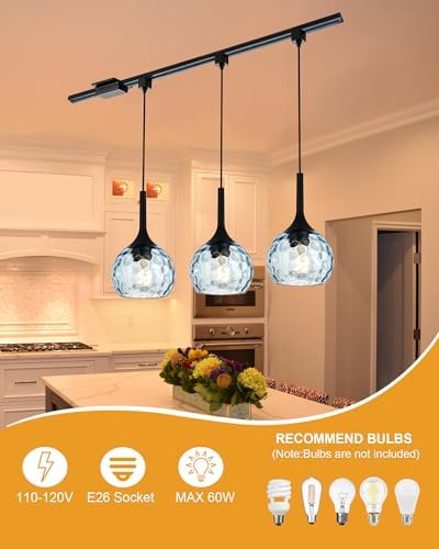 3-Pack Unique Pendant Lighting - Blue Shade Design for Dining Rooms
