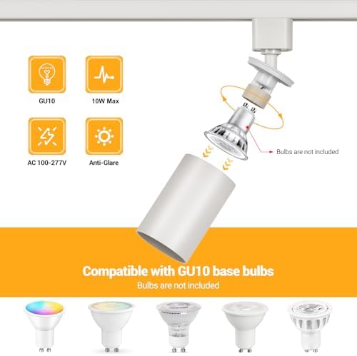 12-Piece GU10 Track Lighting Heads H-Track Compatible Set - Durable Ceiling Lights