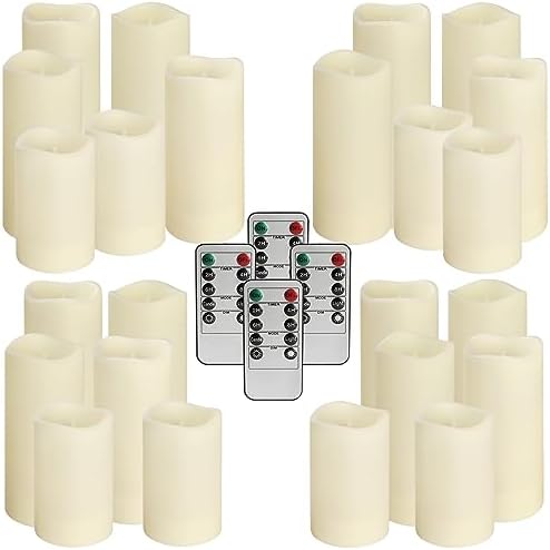 Flameless Pillars with 4 Remote Controllers 24 Realistic Candles