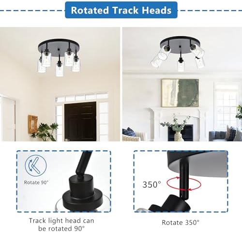 Industrial Style 5-Light Semi Flush CeilingFixture Black_finish MultiAngle Lighting
