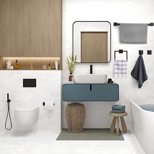 15-Piece 236-Inch Bathroom Hardware Set Black stainless steel towel bar essentials