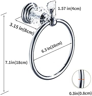 Wolibeer Bling Crystal Towel Holder Polished Chrome Finish