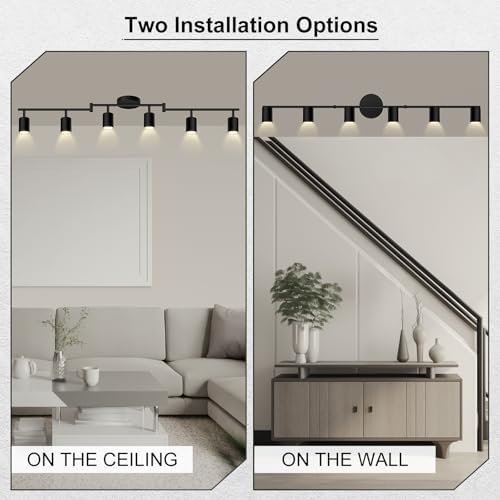 6 LED Track Lights Matte Black Rotatable Kitchen Use