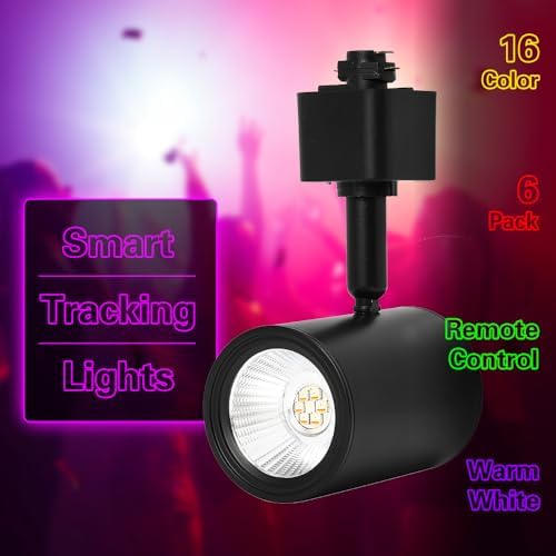 RGB Track Lights with Halo Effect Remote Control Black Track Light Heads 4Pack