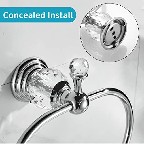 Wolibeer Chrome Towel Ring - Crystal Hand Towel Holder