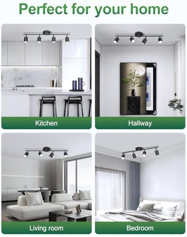 4-Way Multi-Way Track Lighting Fixtures for Kitchen Living Room Hallway