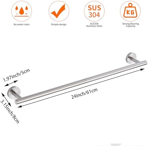 KUUBTH Bath Towel Bar 24 Inch 304 Stainless Steel Towel Holder