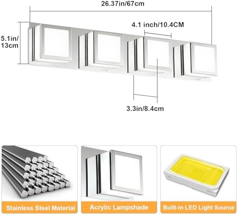 5-CCT Dimmable Chrome Vanity Light for Bathroom