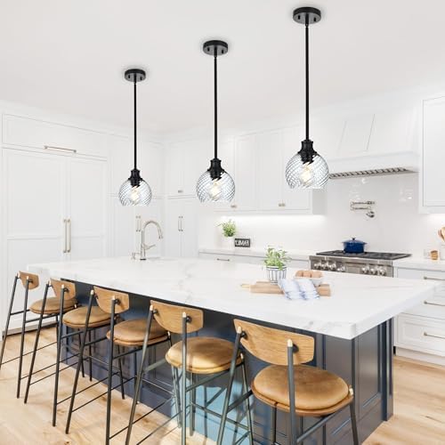Banato 1-Pack Black Pendant Light with Clear Globe