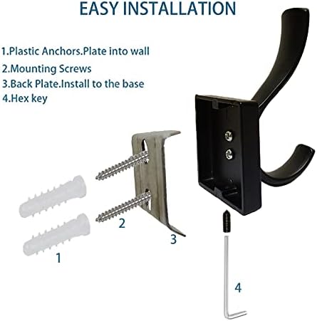 UNHINT Black Wall Towel Holders Pack of 4
