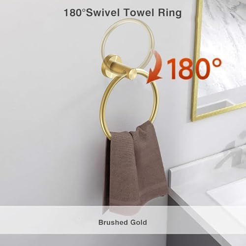 4-Piece Gold-Trimmed Gold-Stamped Bathroom Hardware Accessories Set