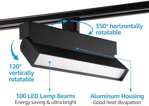 LED Track Lighting Heads Dimmable Black 4-Piece Set