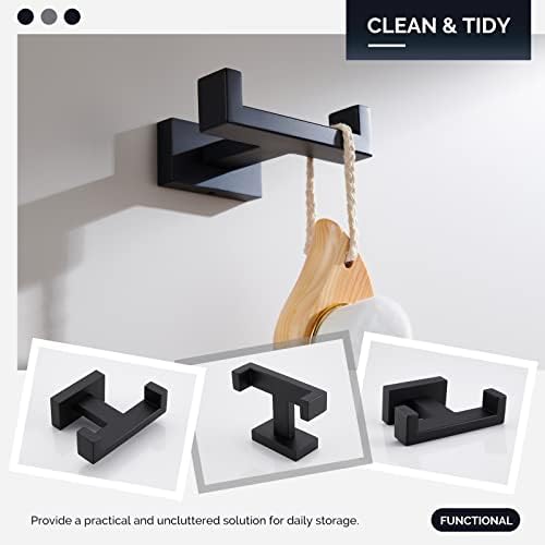 Angle Simple Double Towel Hook Matte Black Stainless Steel Bathroom Towel Holder Co