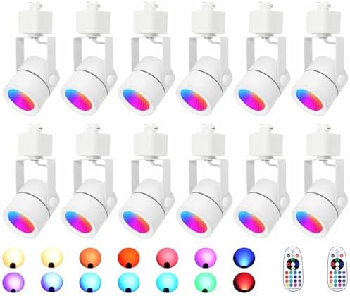 16-Color RGBW Track Lighting Heads Set White