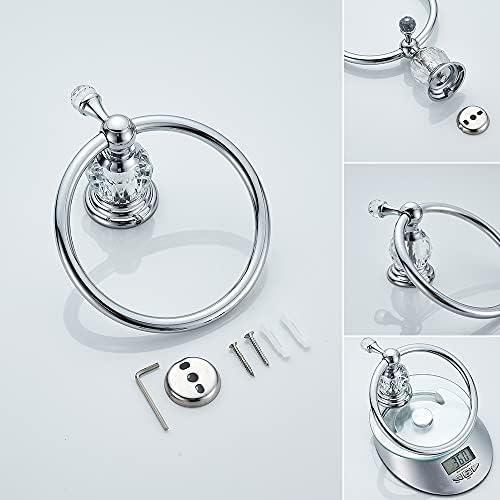 Wolibeer Bling Crystal Towel Holder Polished Chrome Finish