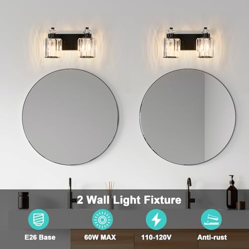Crystal Vanity Lights with K9 Crystal Shade for Bathroom