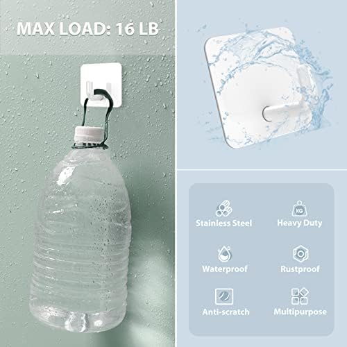 VISV Adhesive Hooks 4 Pcs Waterproof White 2 Strips Included