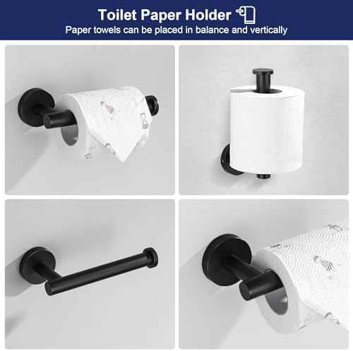 5 Pieces Matte Black Bathroom Hardware Set