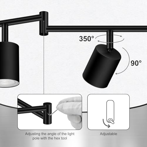 6 LED Track Lights Matte Black Rotatable Kitchen Use
