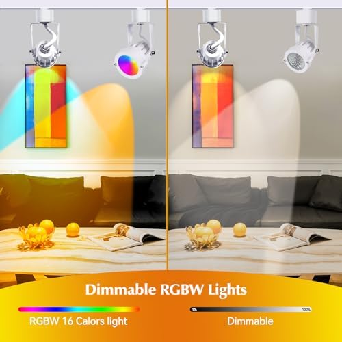 16-Color RGBW Track Lighting Heads Set White