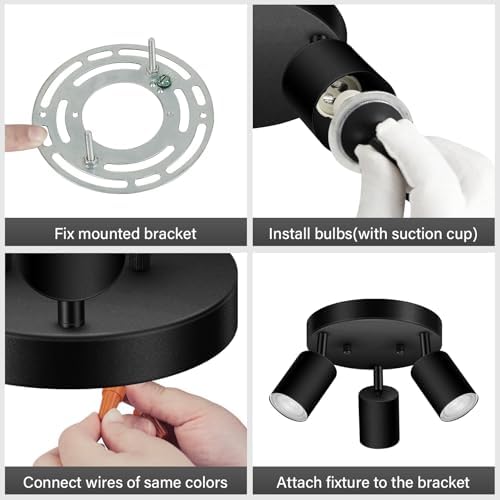 3-Light Track LightingFixture with Matte Black Finish