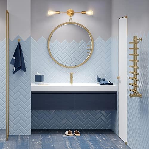 FadimiKoo 2-Light Brushed Brass Wall Sconces for Bathroom