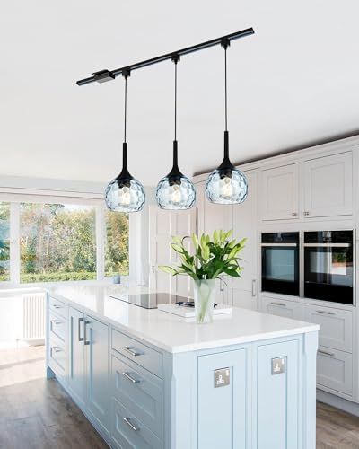 3-Pack Unique Pendant Lighting - Blue Shade Design for Dining Rooms