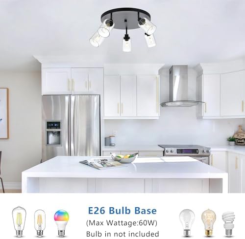 Industrial Style 5-Light Semi Flush CeilingFixture Black_finish MultiAngle Lighting