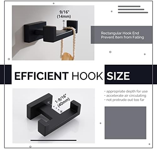 Angle Simple Double Towel Hook Matte Black Stainless Steel Bathroom Towel Holder Co