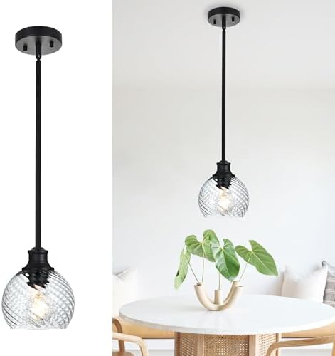Banato 1-Pack Black Pendant Light with Clear Globe