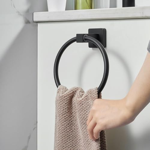 Matte Black Stainless Steel Towel Ring Wall Mount Heavy Duty
