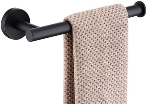 Premium Black Stainless Steel Towel Holder - Durable Bathroom Kitchen Towel Organizer