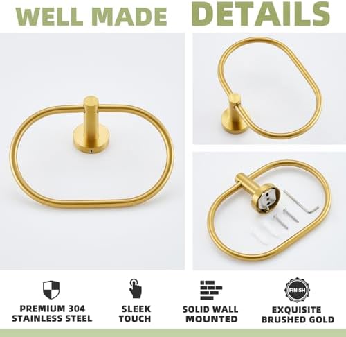 Stainless Steel Swivel Towel Holder with Brushed Gold Durable Bathroom Accessories