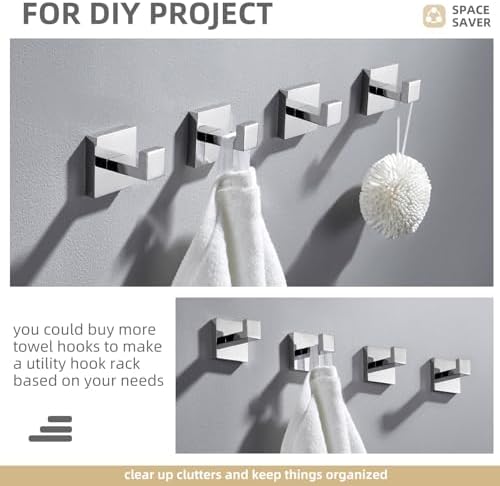 Angle Simple Towel Hooks 2 Pack Stainless Steel