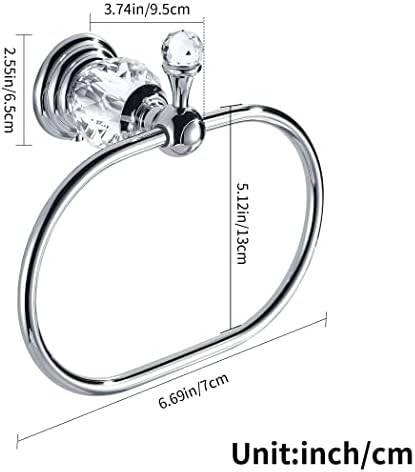 Wolibeer Chrome Towel Ring - Crystal Hand Towel Holder