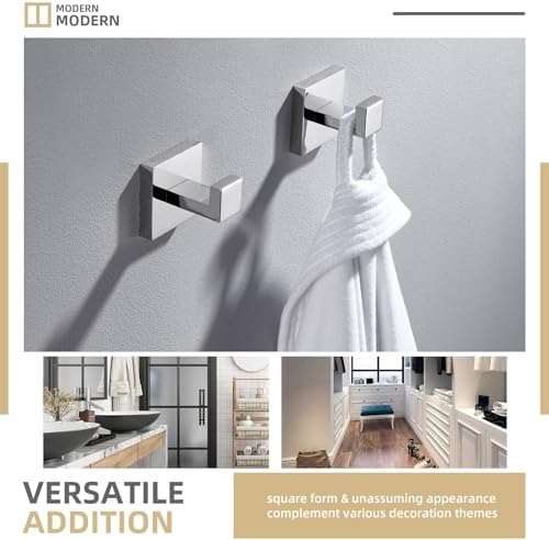 Angle Simple Towel Hooks 2 Pack Stainless Steel