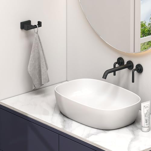 Angle Simple Double Towel Hook Matte Black Stainless Steel Bathroom Towel Holder Co
