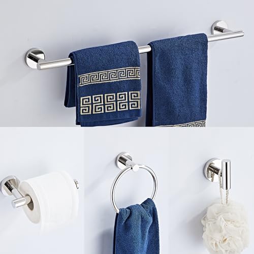 Chrome Bathroom Hardware Set 5 Piece w Towel Racks