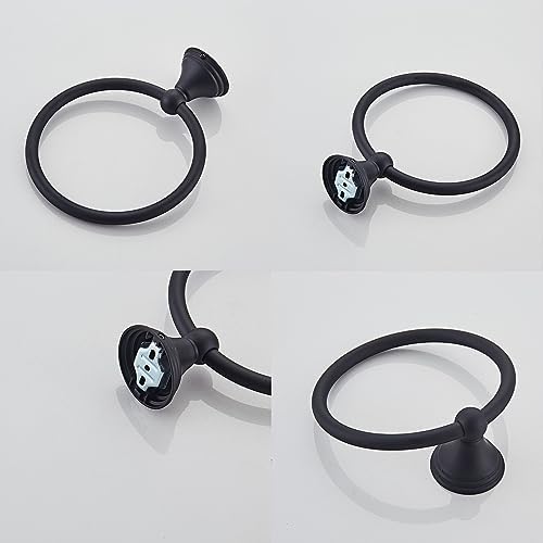 Matte Black Stainless Steel Towel Ring Bathroom Organizer Heavy Duty Storage Solution