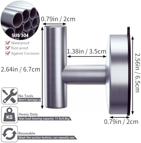 Heavy Duty 15LB Suction Cup Towel Hooks