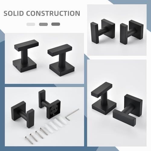 Sturdy Mat Black Bathroom Towel Hook