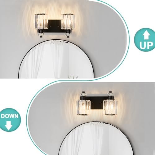 Crystal Vanity Lights with K9 Crystal Shade for Bathroom