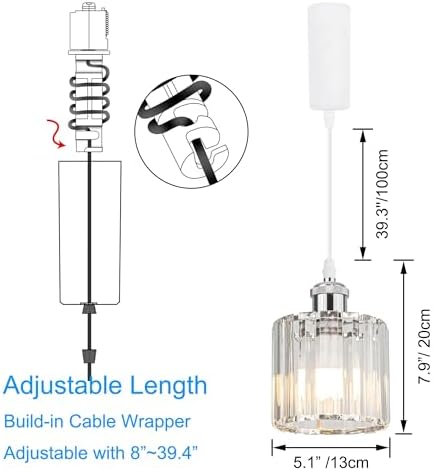 J-Type Track Pendant with Crystal Shade