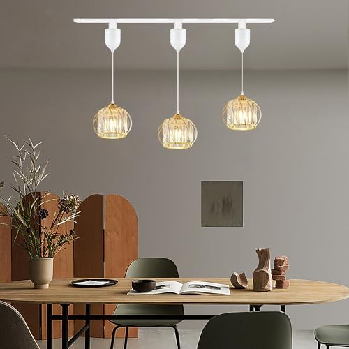 Modern Track Lighting Pendant with Crystal Shade for Curatorial Spaces
