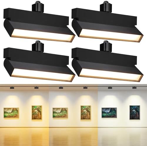 LED Track Lighting Heads Dimmable Black 4-Piece Set